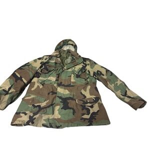US Military Jacket Mens Large Reg  Woodland Camo Green Cold Weather Field Coat